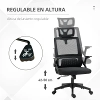 Vinsetto Silla de Oficina de Malla Silla de Escritorio Giratoria Altura y Reposacabezas Ajustable 60x61x104,5-121,5 cm Negro(m-4)