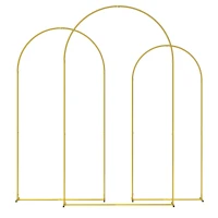 Outsunny Set di 3 Archi da Giardino da 1.8-2-2.2 m, Archetti Decorativi in Metallo, Colore Oro(m-1)
