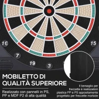 HOMCOM Bersaglio Freccette Elettronico con Punteggio Automatico, 12 Freccette e 6 Display, 51x6.5x57cm, Nero(m-6)