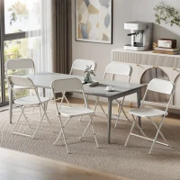 HOMCOM Ensemble 6 Chaises pliantes avec trous d'évacuation en plastique et métal, 45x49x79.5 cm, Blanc(m-2)