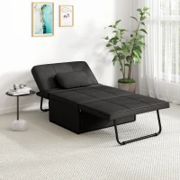 HOMCOM Fauteuil chauffeuse Chaise Longue Pouf 3 en 1 Dossier inclinable 5 Niveaux Repose-Pied Rabattable(m-10)