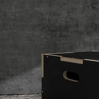 SPORTNOW Multi-Faceted Jump Box, Wooden Step Up Box, for Home, Gym, Exercise, 41/51/61cm - Black(m-9)