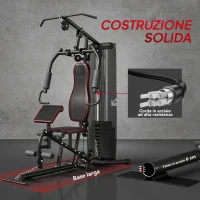 HOMCOM Stazione Fitness con Pesi da 45kg in Acciaio per Allenamento a Casa, 170x104x205cm, Nero(m-6)