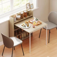 HOMCOM Opvouwbare eettafel met plank, industrieel design, ruimtebesparend, voor kleine ruimtes, 78,5 x 91 x 93 cm, Eiken(m-7)