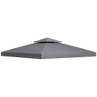 Outsunny 3(m) Gazebo Top Cover Double Tier Canopy Replacement Pavilion Roof Dark Grey(m-10)