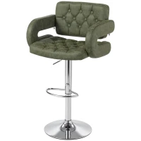 HOMCOM PU Leather Upholstered Swivel Bar Stool, Height Adjustable with Back, Armrest, Footrest, Green(m-11)