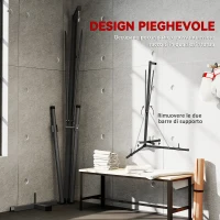 SPORTNOW Supporto Sacco da Boxe Regolabile in Altezza e Autoportante con Base Triangolare, 170x90x182-225 cm, Nero(m-4)