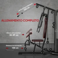 HOMCOM Stazione Fitness con Pesi da 45kg in Acciaio per Allenamento a Casa, 170x104x205cm, Nero(m-7)