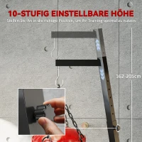 SPORTNOW Boxsackständer, Boxsackhalterung, höhenverstellbar, freistehend, klappbar, Stahl, 170 x 90 x 225 cm, schwarz(m-5)