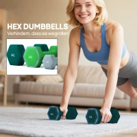 SPORTNOW Hantelset mit Aufbewahrungsgestell, Set mit 6 Hanteln für Fitness-Training, 2 x 1kg, 2 x 3kg, 2 x 5kg(m-7)
