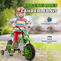 HOMCOM Kindermotorrad, Elektromotorrad, 45 Min Fahrzeit, mit Stützrädern, ab 3 Jahren, grün+weiß, 106,5 x 51,5 x 68cm(m-4)