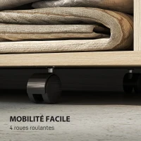 HOMCOM Armoire penderie vêtement dressing mobile 4 roulettes tringle à vêtements et étagères 80x40x128cm, effet bois naturel(m-5)