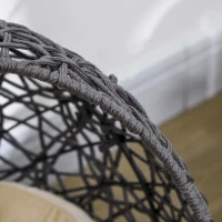 PawHut Panier chat lit surélevé chat cosy niche grotte 50 x 50 x 60 cm coussin moelleux crème inclus, corde en polyester violet(m-8)