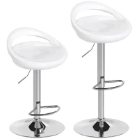 HOMCOM Lot de 2 tabourets de bar chaises de bar hauteur réglable dossier et repose-pieds pivotant à 360° 46x41x76-96cm blanc(m-12)