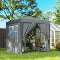 Outsunny Gazebo Pieghevole 2x2 m con 4 Pareti Rimovibili in Metallo e Poliestere, Grigio(m-2)