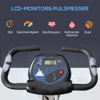 HOMCOM Hometrainer fietstrainer met 8 niveaus van magnetische weerstand staal zwart(m-4)