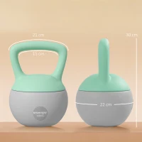 SPORTNOW Pesa Rusa 10 kg Kettlebell Relleno de Arena Metálica Mango Antideslizante para Entrenar en Casa 21x21x30cm Verde y Gris(m-3)