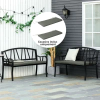 Outsunny Coussins de Banc de Jardin déhoussables - Coussins balancelle - Lot de 2 - dim. 120L x 50l cm - Rembourrage 5 cm - Cordons d'attache - Polyester Gris(m-10)