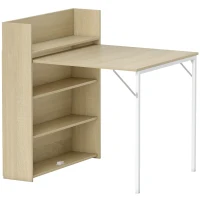 HOMCOM Opvouwbare eettafel met plank, industrieel design, ruimtebesparend, voor kleine ruimtes, 78,5 x 91 x 93 cm, Eiken(m-1)