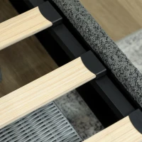 HOMCOM Lit coffre 140 x 190 cm avec éclairage LED, tête de lit réglable, cadre de lit double, sommier à lattes en bois, gris(m-5)