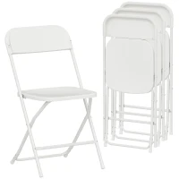 HOMCOM Set de 4 chaises pliantes avec orifices de drainage en plastique et métal, 45x49x79,5 cm, Blanc(m-1)