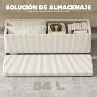 HOMCOM Banco Almacenaje Capacidad de 84 L 112x42x40cm Tapizado en Pana Pie de Cama para Sala de Estar Dormitorio Beige(m-6)