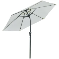 Outsunny Chapéu de Sol de Jardim Ø230x216 cm com Teto Ajustável Abertura Manual Impermeável para Terraço Pátio Piscina Praia Creme(m-1)
