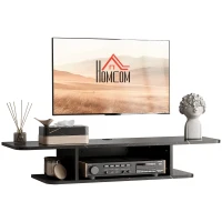 HOMCOM Floating TV Unit Stand for TVs up to 40", Wall Mounted Media Console with Storage Shelf, Entertainment Center, Black(m-10)