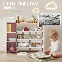 AIYAPLAY Toy Storage Unit with 8 Removable Bins, Storage Shelves, Cabinet, Pink(m-5)