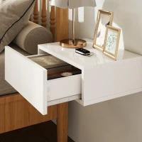 HOMCOM Jeu de 2 tables de chevet flottantes avec 1 tiroir montage mural style moderne pour chambre 40x30x15 cm Blanc(m-5)