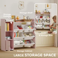 AIYAPLAY Toy Storage Unit with 8 Removable Bins, Storage Shelves, Cabinet, Pink(m-4)