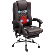 HOMCOM Executive Office Chair with 6-point Massage and Heat - Dark Brown(m-10)