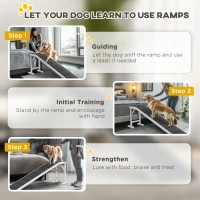 PawHut Pet Ramp for Dogs with Non-Slip Carpet and Top Platform - White & Grey(m-7)