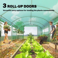 Outsunny 19 x 9.8ft Walk-In Polytunnel Greenhouse - Green(m-4)