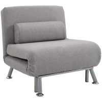HOMCOM Adjustable Back Futon Sofa Chair - Grey(m-1)