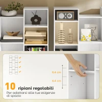 HOMCOM Libreria Moderna in Legno Alta 181 cm con 21 Scomparti e 10 Ripiani Regolabili, Bianco(m-5)