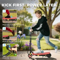 HOMCOM Foldable Electric Scooter, with LED Headlights, for Ages 7-14 Years, Red(m-4)