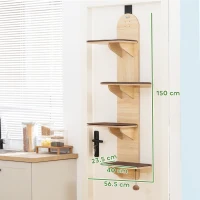 PawHut 4-Level Door Mounted Cat Tree with Washable Plush Mats, Toy Balls, Door Hanging Cat Shelf for Indoor Cats(m-3)