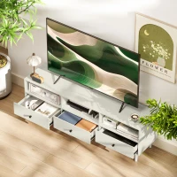 HOMCOM Multi-Storage Minimal TV Stand - Cream White(m-6)