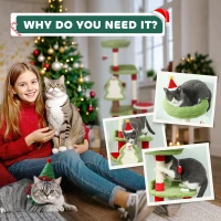PawHut Cat Tree, 120cm Christmas Cat Tower with 3 Scratching Posts, Scratching Board, 2 Perches, Platforms, Toys, Green(m-8)