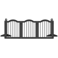 PawHut Absperrgitter Hund Freistehendes Schutzgitter mit Füßen, Klappbar Hundegitter, 5 Paneelen, 261,5 x 29,5 x 61 cm, Schwarz(m-11)