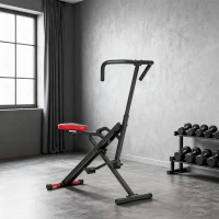 SPORTNOW Máquina de Entrenamiento Plegable con Pedales y Estructura Metálica Ajustable, Rojo(m-5)