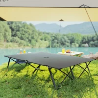 Outsunny Double Camping Cot Bed, with Bag - Charcoal Grey(m-9)
