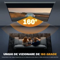 HOMCOM Ecran Proiector, Pânză pentru Proiector cu Fixare pe Perete și Tavan pentru Acasă și Birou, 236.8x8x158 cm, Alb(m-5)