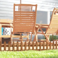 Outsunny Pack of 12 Wooden Border Fences, Garden Fixed Picket Fence for Lawn Edging, Flowerbed, 60L x 1D x 34H cm, Brown(m-2)