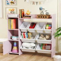AIYAPLAY Toy Storage Unit with 8 Removable Bins, Storage Shelves, Cabinet, Pink(m-8)