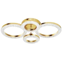 HOMCOM LED Ceiling Light, Modern 4 Rings Ceiling Lamp with Wall Switch Control, 40W 4350lm Flush Mount Ceiling Light with 3500K/4500K/6000K Colour Temperatures for Living Room, Bedroom, Gold Tone(m-11)