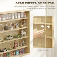 HOMCOM Vitrina de Pared de Madera con Estantes Ajustables y 2 Puertas Correderas de Cristal 80x9,5x60 cm Roble(m-5)
