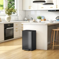HOMCOM 45L Kitchen Bin, Pedal Bin with Soft-Close and Stay-Open Lid, Removable Inner Bucket, Odor Control for Kitchen, Office(m-9)