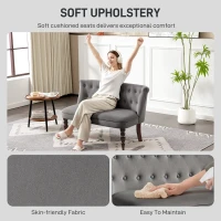 HOMCOM Velvet 2 Seater Sofa, Button Tufted Wingback Loveseat with Rubber Wood Legs for Living Room, Bedroom, Charcoal Grey(m-5)